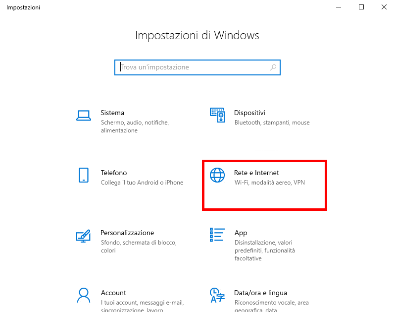 Cambiare DNS Windows 10 - Passaggi